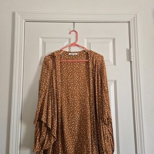Brown Polka Dot Kimono Cardigan